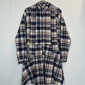 KJP Kiel James Patrick Cozy Cabin Plaid Flannel Acorn Harvest Dress